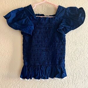 Bisby Navy Blue Smocked Top